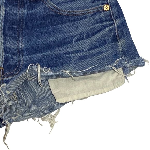 Levi's Distressed Button Fly Cut Off Jean Short Size 28 Medium Wash EUC - Picture 4 of 8